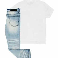 Best Sale 👍 BOYS DENIM SETS New Arrivals BOYS KENNEDY T-SHIRT/JEAN SET-WHITE 🎁 7 BOYS DENIM SETS New Arrivals BOYS KENNEDY T-SHIRT/JEAN SET-WHITE