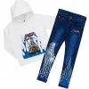 BOYS DENIM SETS BOYS MILLER HOODIE/JEAN SET-WHITE