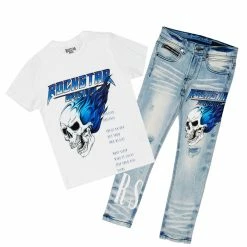 BOYS DENIM SETS New Arrivals BOYS KENNEDY T-SHIRT/JEAN SET-WHITE