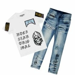 BOYS DENIM SETS BOYS NELIS T-SHIRT/JEAN SET-WHITE New Arrivals