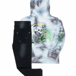 BOYS DENIM SETS BOYS ZAYDEN HOODIE/JEAN SET-GREY