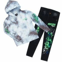 BOYS DENIM SETS BOYS ZAYDEN HOODIE/JEAN SET-GREY