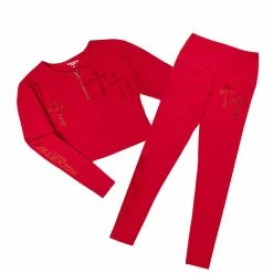 WOMENS ACTIVEWEAR Best Seller JESSIE RIBBED ACTIVE SET-RED