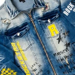 MENS TRACK SETS JIN DENIM JACKET/TRACKPANT SET-BEIGE