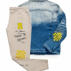 Flash Sale 👏 MENS TRACK SETS JIN DENIM JACKET/TRACKPANT SET-BEIGE 🔥 7 MENS TRACK SETS JIN DENIM JACKET/TRACKPANT SET-BEIGE