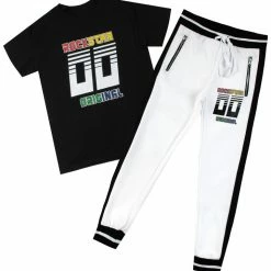MENS TRACK SETS JEROME T-SHIRT TRACK SET- BLK/WHT