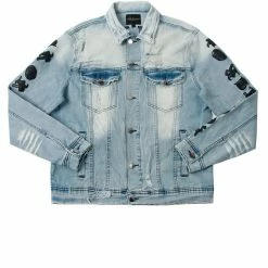 MENS DENIM JACKETS JONES EMBROIDERED JACKET- BLUE