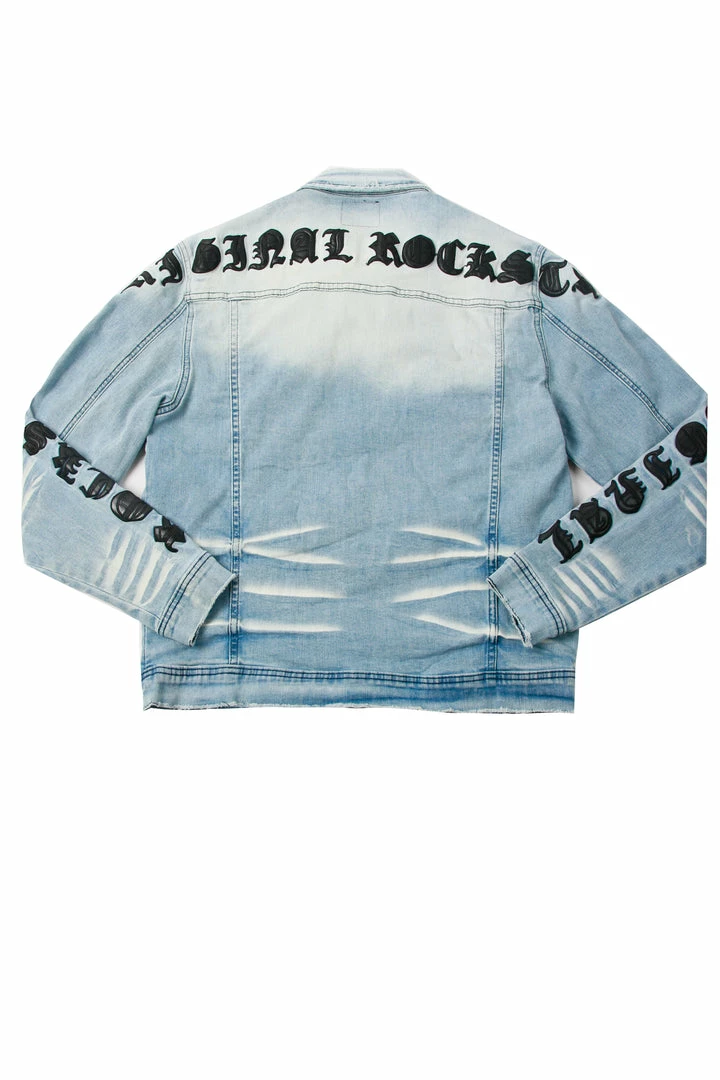 Budget 🥰 MENS DENIM JACKETS JONES EMBROIDERED JACKET- BLUE 😉 11 MENS DENIM JACKETS JONES EMBROIDERED JACKET- BLUE