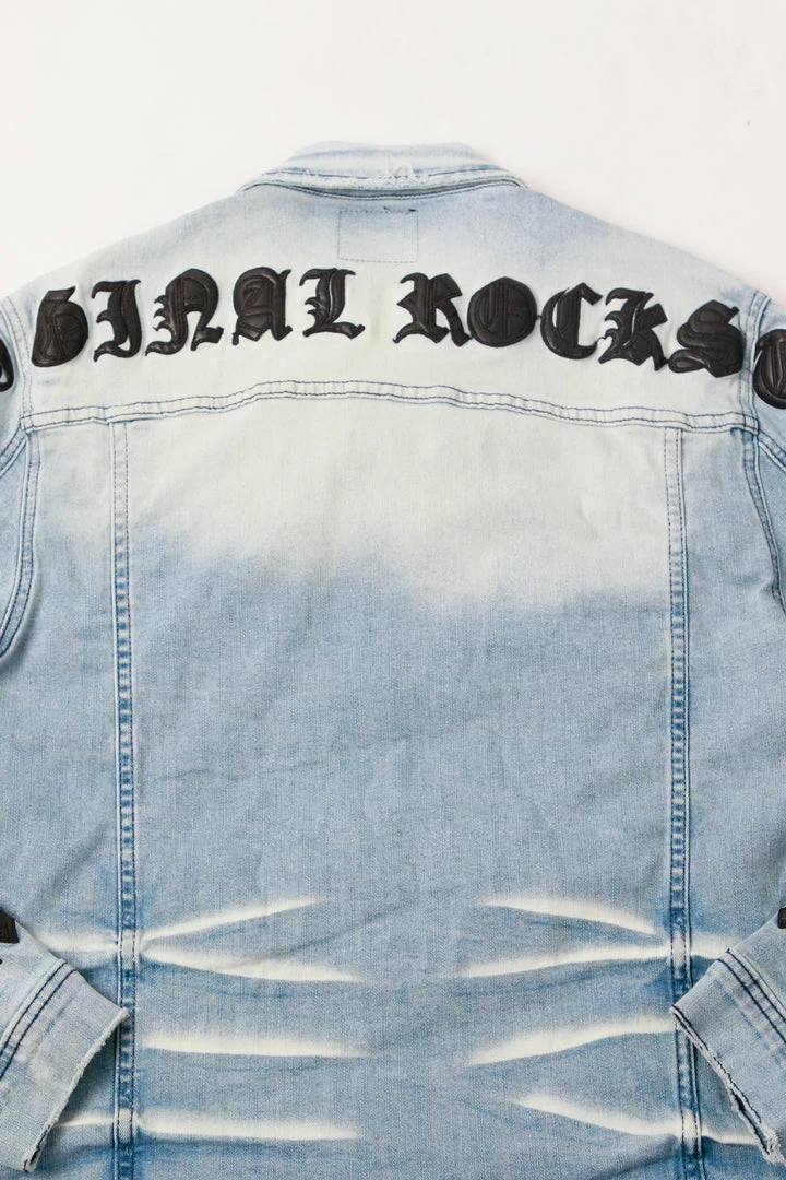 Budget 🥰 MENS DENIM JACKETS JONES EMBROIDERED JACKET- BLUE 😉 10 MENS DENIM JACKETS JONES EMBROIDERED JACKET- BLUE