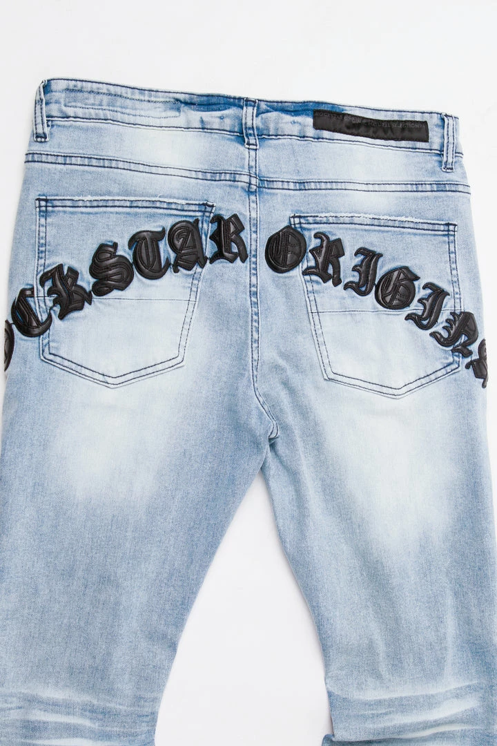 Budget 🥰 MENS DENIM JACKETS JONES EMBROIDERED JACKET- BLUE 😉 12 MENS DENIM JACKETS JONES EMBROIDERED JACKET- BLUE