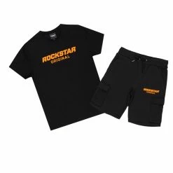 Rockstar Original Sales 42 MENS SHORT SETS Track Sets KEEL SHORT SET- BLACK/ORANGE