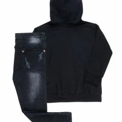 BOYS DENIM SETS KIDS KENNEDY HOODIE/JEAN SET-BLACK/BLUE