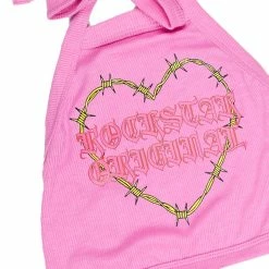 WOMENS TOPS KORI HALTER NECK TANK-PINK Best Seller