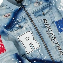 MENS TRACK SETS KRON DENIM JACKET/TRACKPANT SET-RED