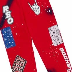 MENS TRACK SETS KRON DENIM JACKET/TRACKPANT SET-RED