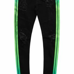 MENS JEANS KARAI TAPED JEAN-BLACK/GREEN