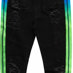 MENS JEANS KARAI TAPED JEAN-BLACK/GREEN