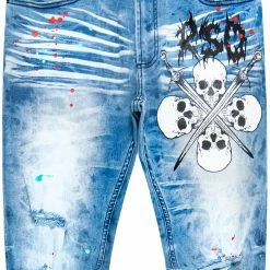 MENS JEANS Denim KILLIAN PRINTED JEAN-BLUE