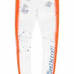 MENS JEANS Denim KINO PAINTER JEAN-WHITE/ORANGE