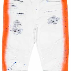 MENS JEANS Denim KINO PAINTER JEAN-WHITE/ORANGE