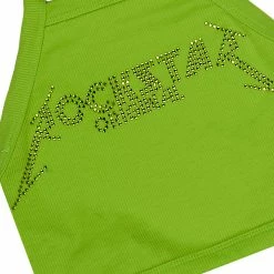 WOMENS TOPS LIME CRIME HALTER NECK TANK-NEON GREEN Best Seller