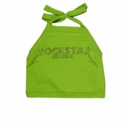 WOMENS TOPS LIME CRIME HALTER NECK TANK-NEON GREEN Best Seller