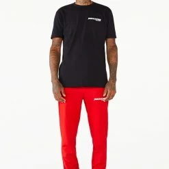 MENS TRACK SETS CHIEF T-SHIRT TRACK SET-RED/BLK