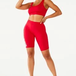 WOMENS ACTIVE SHORT SETS LENA BIKER SET - RED