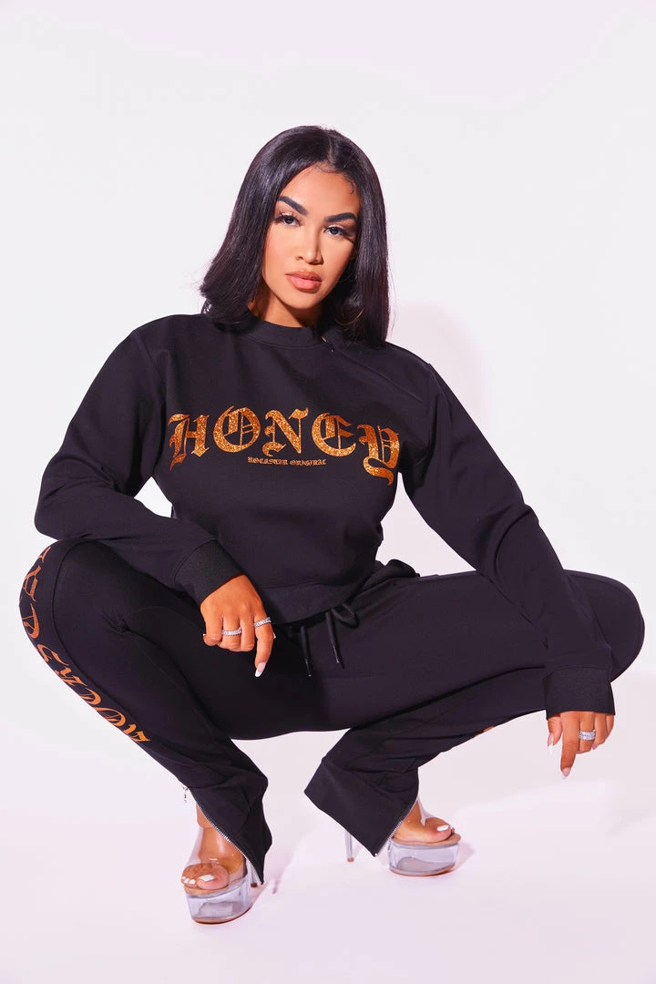 Budget 👍 WOMENS TRACK SETS HONEY TRACKSET-BLACK ⭐ 1 WOMENS TRACK SETS HONEY TRACKSET-BLACK