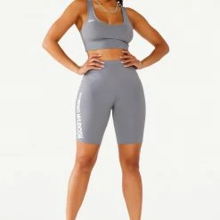 WOMENS ACTIVE SHORT SETS LENA BIKER SET - SILVER