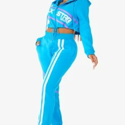 WOMENS TRACK SETS NICKI HOODIE SET - BLUE