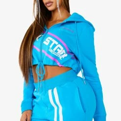 WOMENS TRACK SETS NICKI HOODIE SET - BLUE