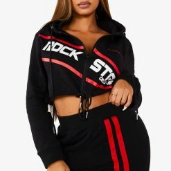 WOMENS TRACK SETS NICKI HOODIE SET - BLACK