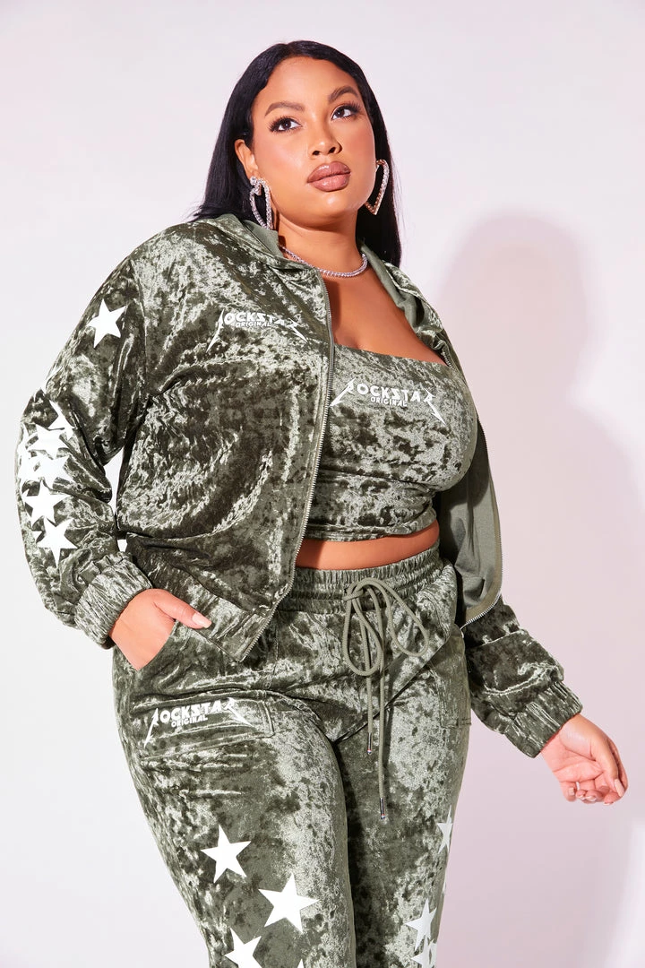 Hot Sale 🎁 WOMENS TRACK SETS STARGIRL-C MATCHING PANT SET-OLIVE 👏 4 WOMENS TRACK SETS STARGIRL-C MATCHING PANT SET-OLIVE