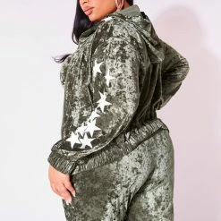 Hot Sale 🎁 WOMENS TRACK SETS STARGIRL-C MATCHING PANT SET-OLIVE 👏 13 WOMENS TRACK SETS STARGIRL-C MATCHING PANT SET-OLIVE