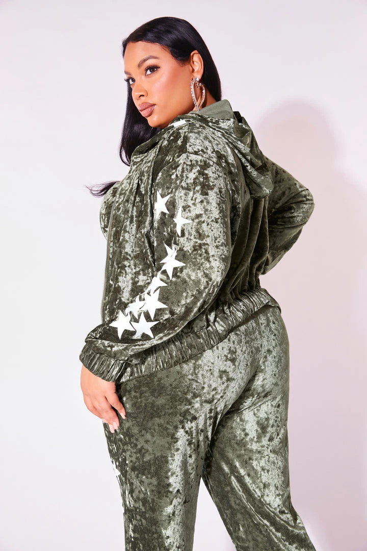 Hot Sale 🎁 WOMENS TRACK SETS STARGIRL-C MATCHING PANT SET-OLIVE 👏 6 WOMENS TRACK SETS STARGIRL-C MATCHING PANT SET-OLIVE