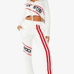 WOMENS TRACK SETS NICKI HOODIE SET - WHITE
