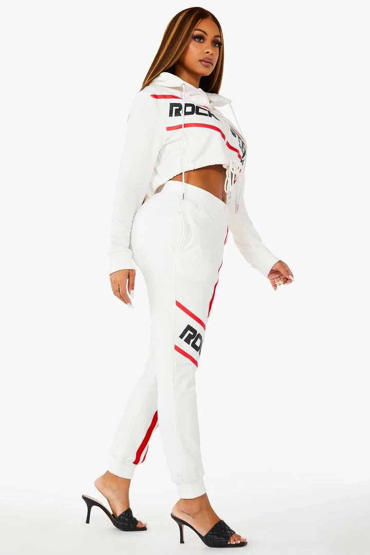 Brand new 👏 WOMENS TRACK SETS NICKI HOODIE SET - WHITE 👍 2 WOMENS TRACK SETS NICKI HOODIE SET - WHITE
