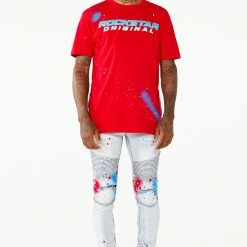 MENS JEANS SABLE PRINTED JEAN-RED