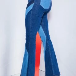 WOMENS JEANS Best Seller 70S PATCHWORK FLARE JEAN-MEDIUM WASH