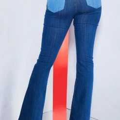 WOMENS JEANS Best Seller 70S PATCHWORK FLARE JEAN-MEDIUM WASH