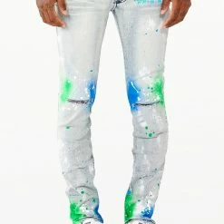 MENS JEANS Denim SABLE PRINTED JEAN-WHITE