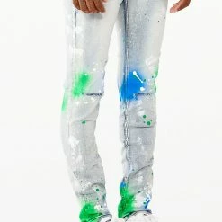 MENS JEANS Denim SABLE PRINTED JEAN-WHITE