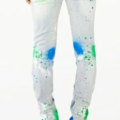 MENS JEANS Denim SABLE PRINTED JEAN-WHITE