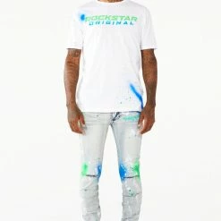 MENS JEANS Denim SABLE PRINTED JEAN-WHITE