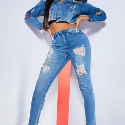 WOMENS JACKETS ADONYSS DENIM JACKET-MED. WASH