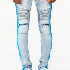 MENS JEANS Denim BRUM PRINTED JEAN-LT BLUE