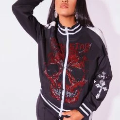 WOMENS TRACK SETS SKULL TRACKSET-BLACK/WHITE