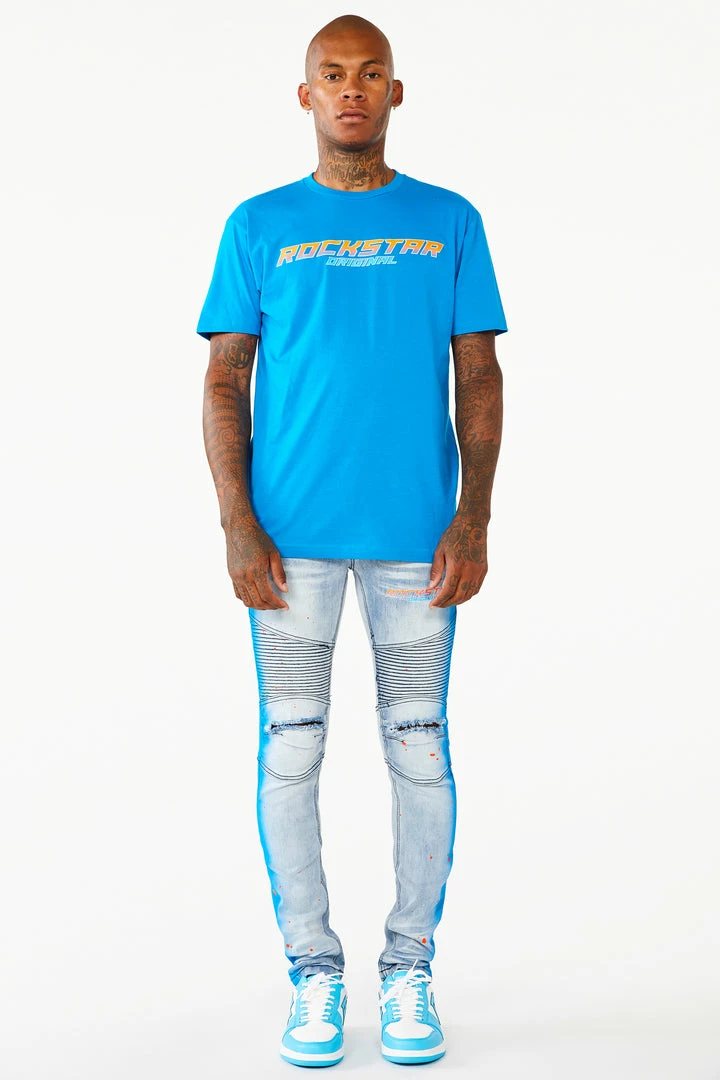 Cheap 🔥 MENS TEES Tops BRUM PRINTED T-SHIRT-LT BLUE ⌛ 6 MENS TEES Tops BRUM PRINTED T-SHIRT-LT BLUE