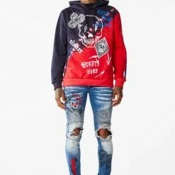 MENS JEANS SNOH PRINTED DENIM JEAN- BLACK/RED